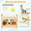 Ensemble de 3 tables d'activités pour enfants et 2 chaises avec tableau noir réversible et plateau blanc, tiroirs de rangement et bacs, naturel