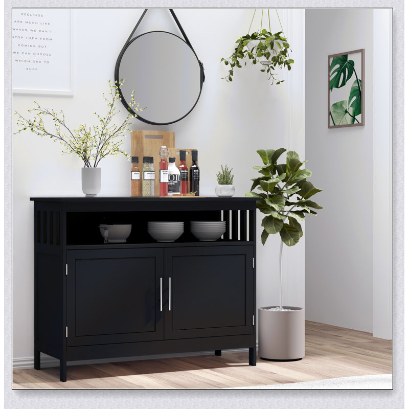 Buffet, armoire de cuisine, armoire à café avec tablette de niveau et compartiment ouvert
