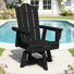 Chaise Adirondack pivotante en plastique noir PEHD (ensemble de 6)