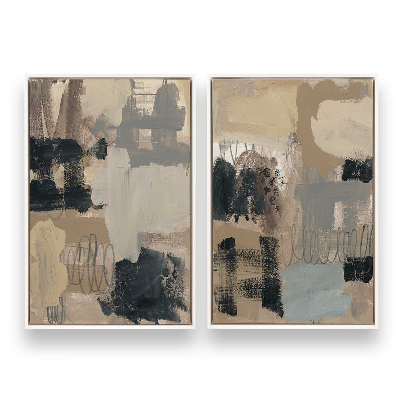 Terre et ombre, ensemble de 2, H 49 po x l 66 po, Cadre flottant blanc opaque