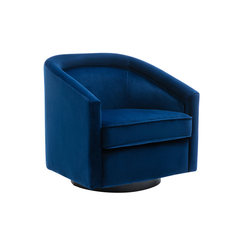 Aloisa Velvet Swivel Barrel Chair, Navy Blue Velvet