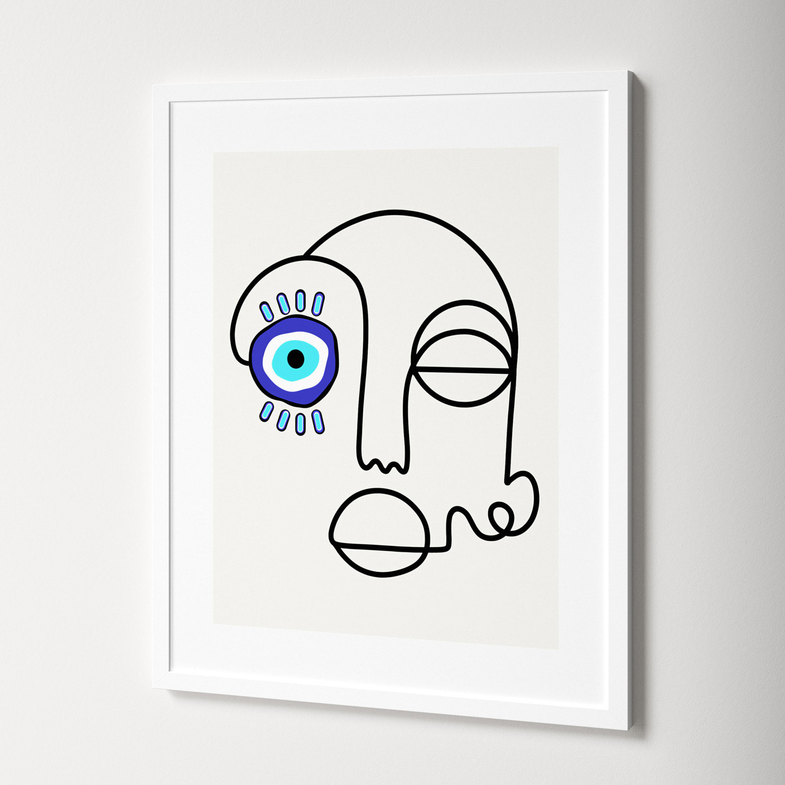 No Evil Allowed Print by Shatha Al Dafai, 25.38" H x 20.38" W x 0.875" D, White
