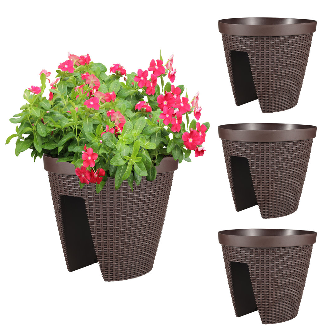Quindarrius Outdoor Railing Planter (Set of 4) Arlmont & Co. 