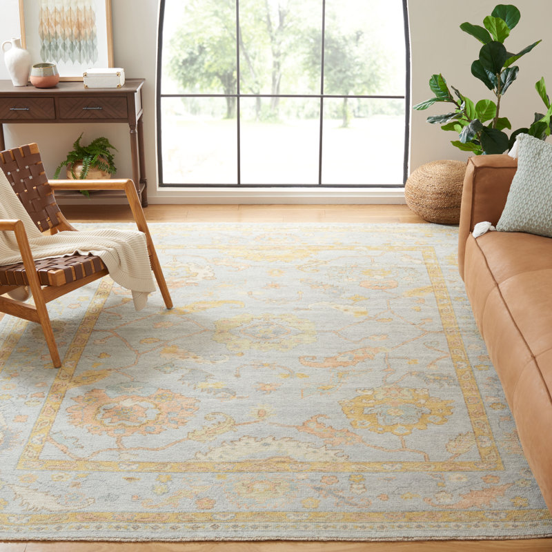 Light Blue Hand-Knotted Wool and Viscose Rug, 10' x 14'