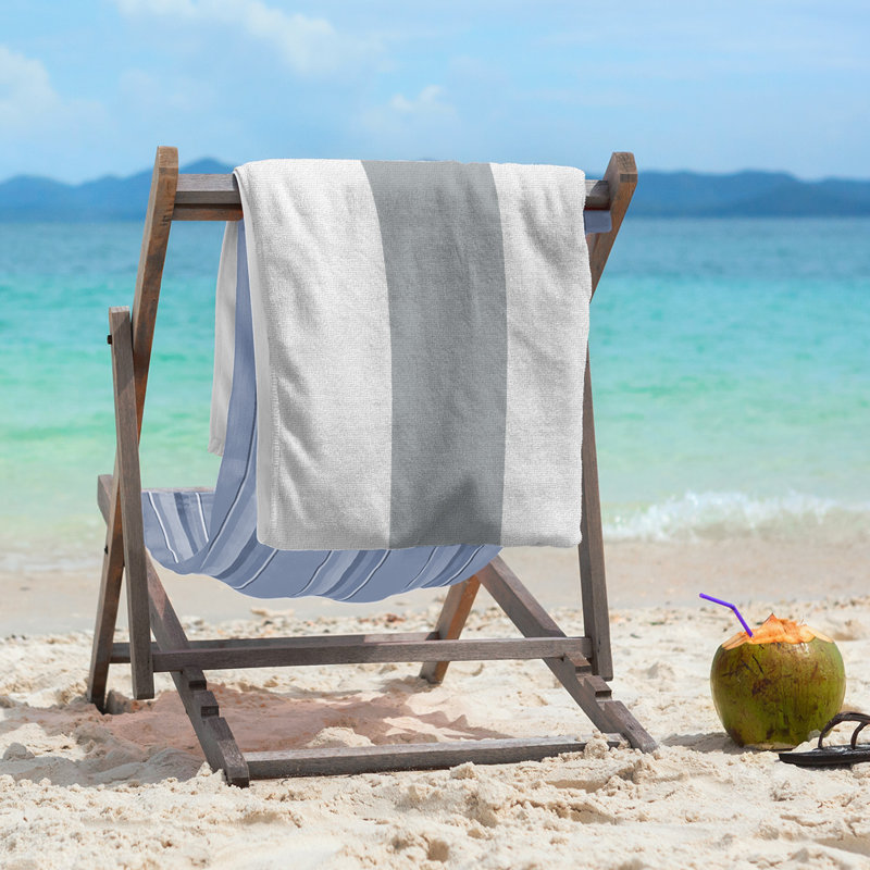Beach Towel, White/Light Gray