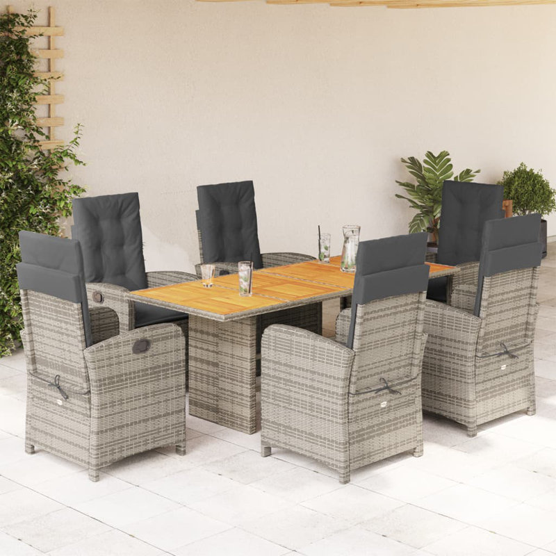 Ensemble repas avec coussins 9 pièces Red Barrel Studio®, Gris / Bleu foncé, 6
