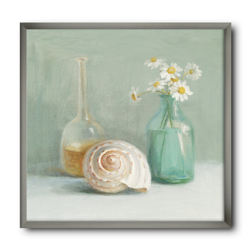 Cadre photo « pastel bain iii », impression sur toile, H 16 po x l 16 po x P 1 po, Cadre argenté