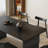 Retro pure black rock plate dining table-1957269811