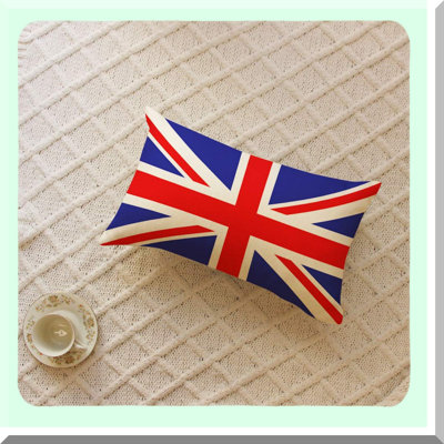 Union Jack Lumbar Pillow Cover - British Flag Decorative Cushion Case Cotton Linen Home Accent