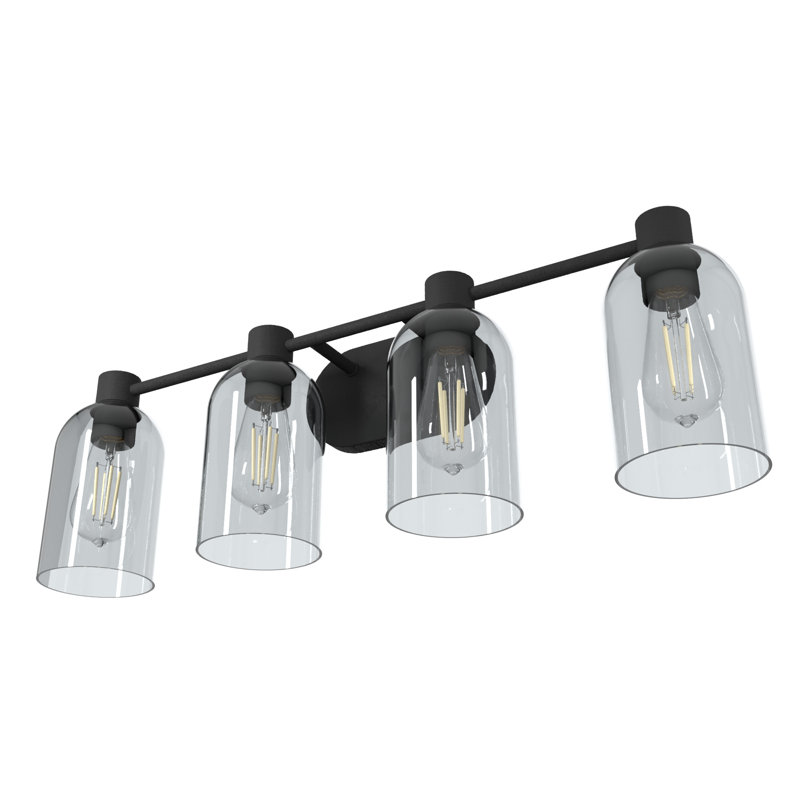 Hunter Lochemeade Natural Iron 4 Light Vanity Wall Light Fixture, Natural Iron, Smoked