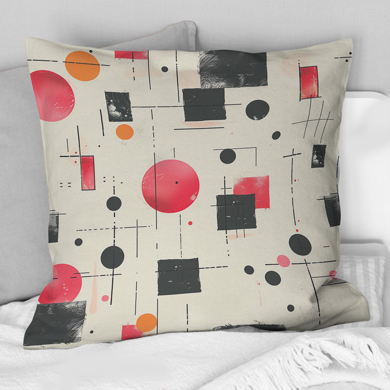 Geometric Shapes III - Coussin décoratif géométrique, H 16 po x l 16 po