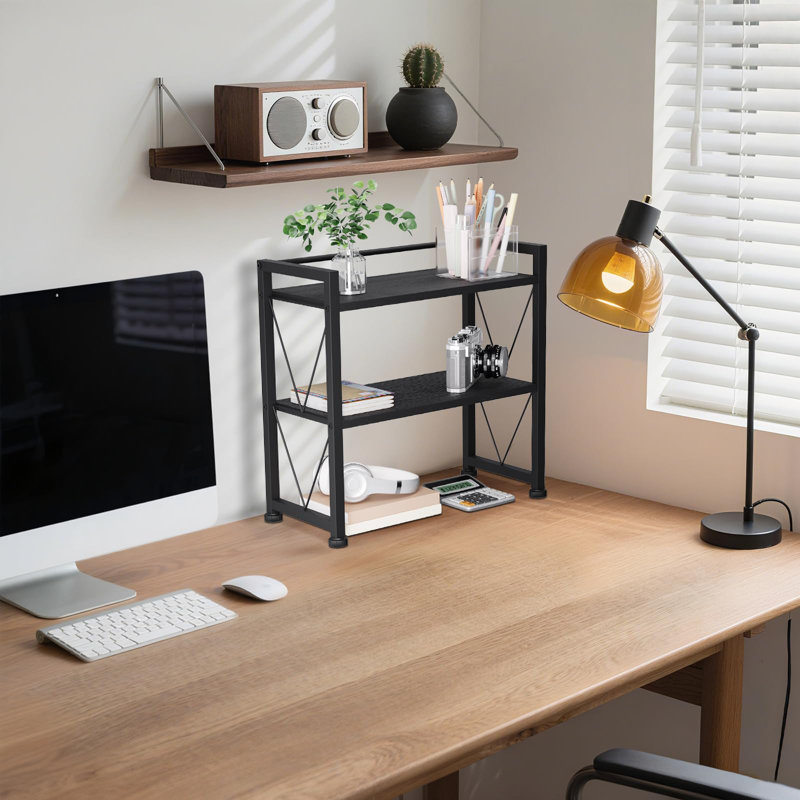 Iron, Manufactured Wood Desk Organiser, Black