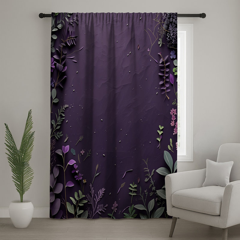 Rideaux floraux, voilages et voilages à motif floral - 1 panneau, 50" x 92" - 1 Panel, Blockout