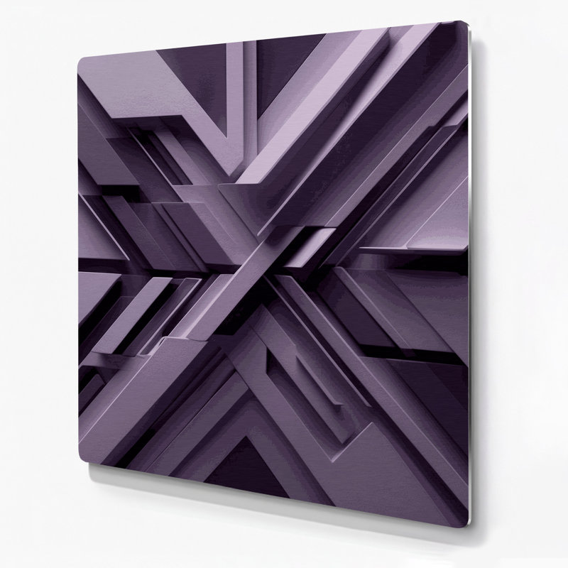 «Geometric Abstraction 27», art mural en métal mauve, H 12 po x l 12 po
