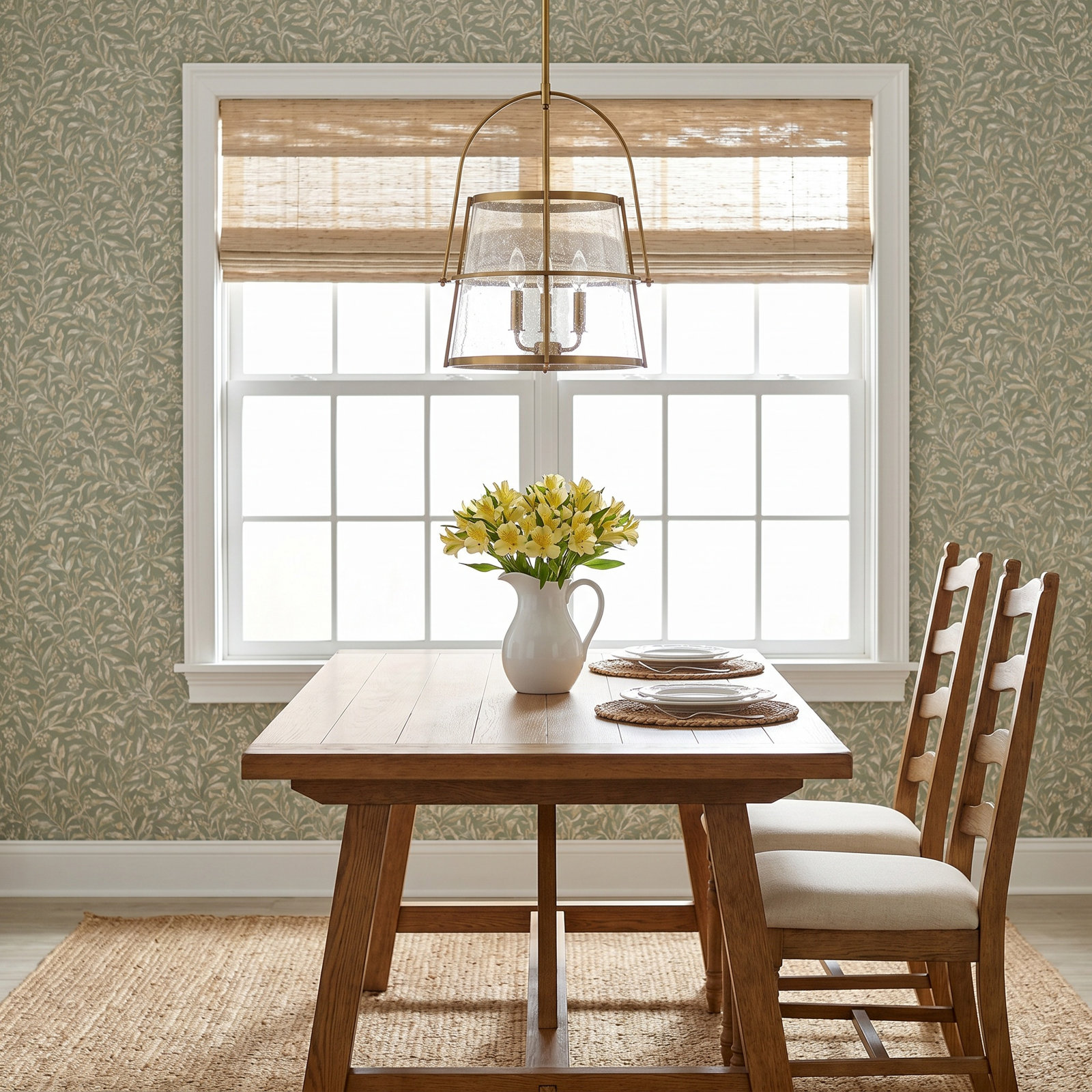 Eralia 3 Light Glass Dimmable Pendant, Heritage Brass