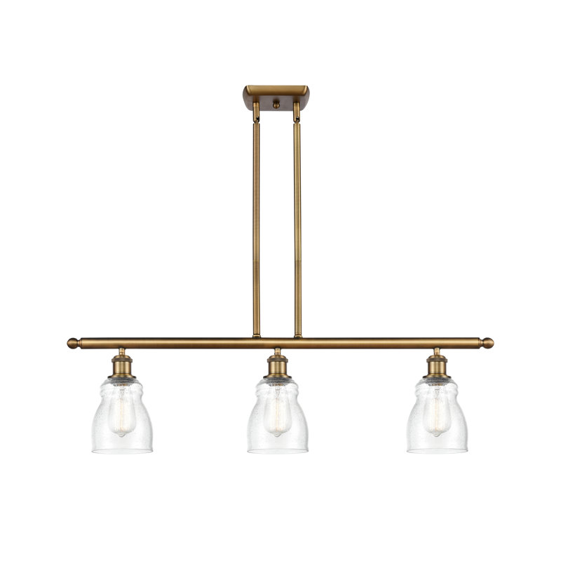 Luminaire suspendu linéaire à 3 lumières pour îlot de cuisine Mccarver, Grainé, Ampoule non incluse, Laiton brossé