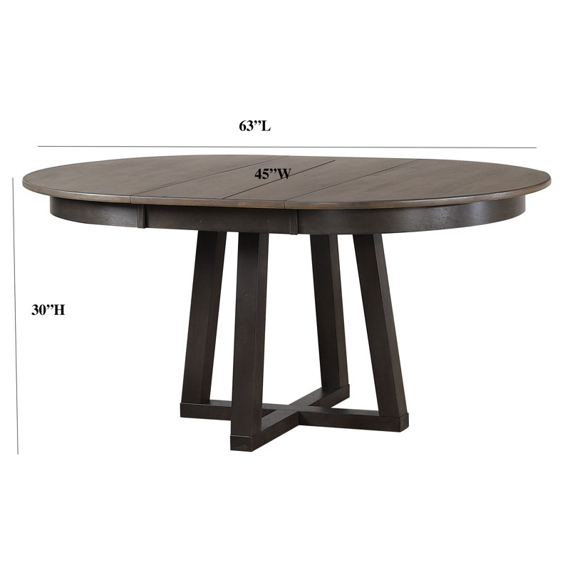 Latresa Extendable Round Solid Wood Dining Set, Gray/Black, Gray/Black, 5 Pieces: 1 Table, 4 Chairs