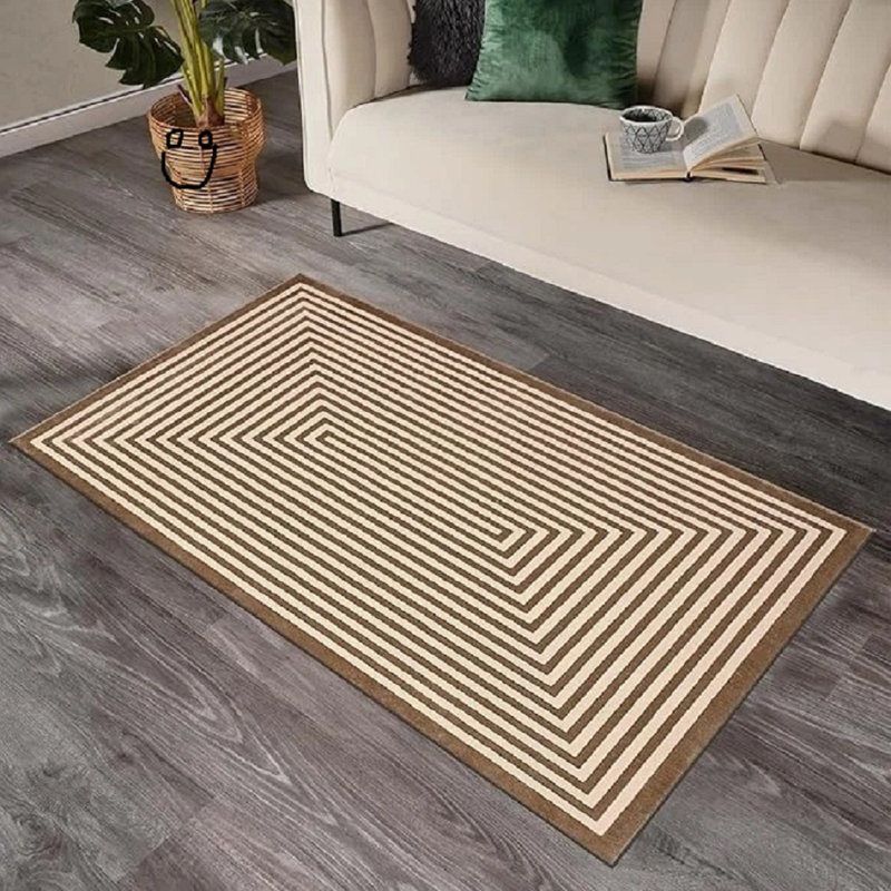 Striped Flokati, Beige, Rectangle 80cm x 150cm
