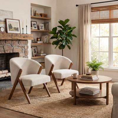 Modern Upholstered Lounge Chair with Solid Wood Frame
