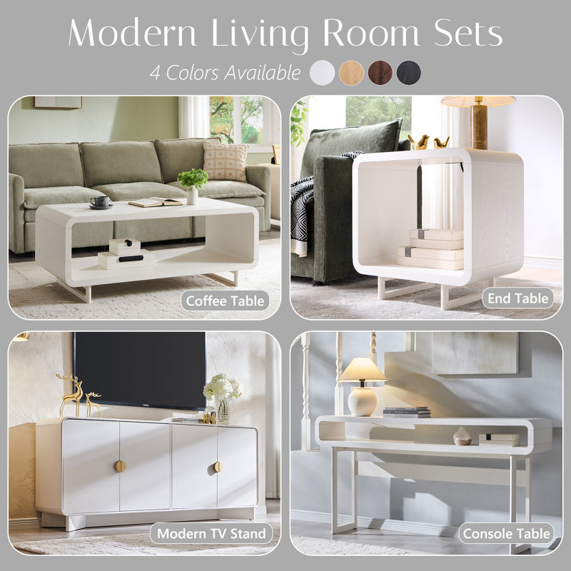 Abrianna Modern TV Stand for TVs Up to 80", 30" Tall Entertainment Center with Storage and Adjustable Shelves, TV Console with Curved Profile Design
