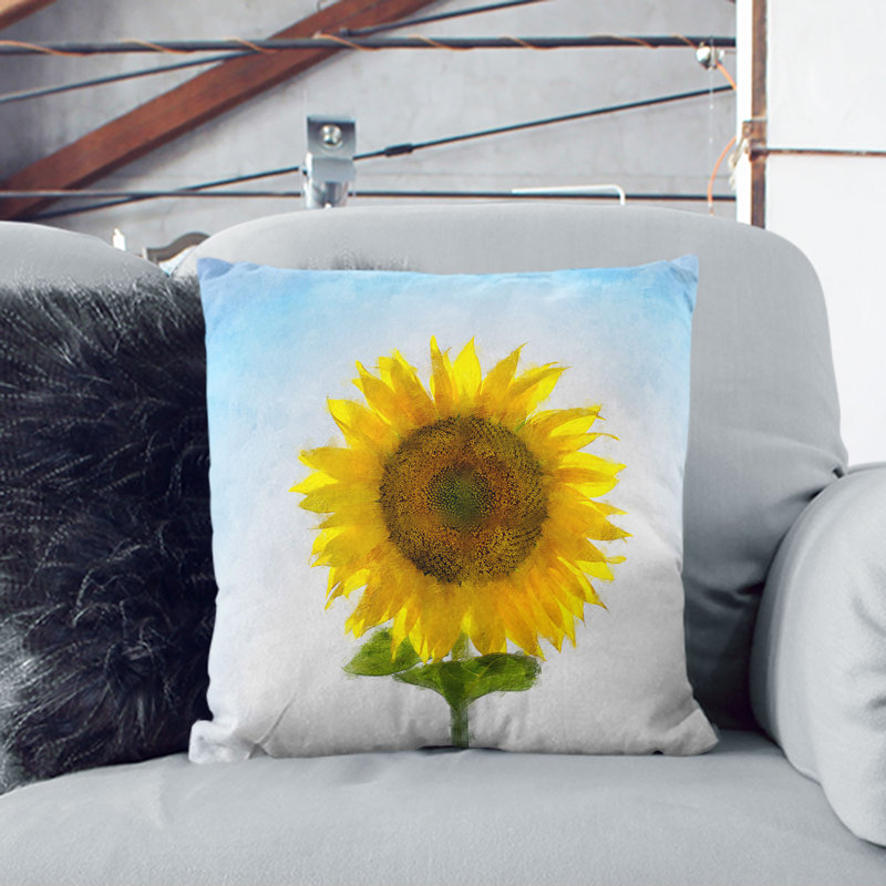 Sunflower Catching Rays Cushion with Filling, 40cm H x 40cm W x 15cm D, Black