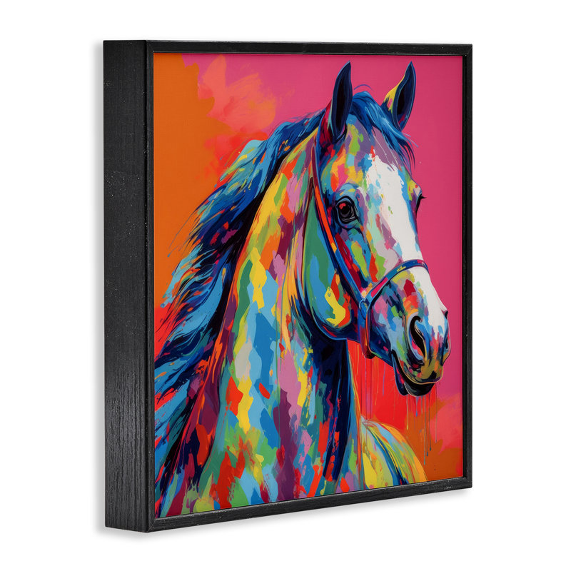 «Abstract Hue Horse», estampe numérique encadrée par Irena Orlov, H 12 po x l 12 po, Giclée encadrée noir minuit