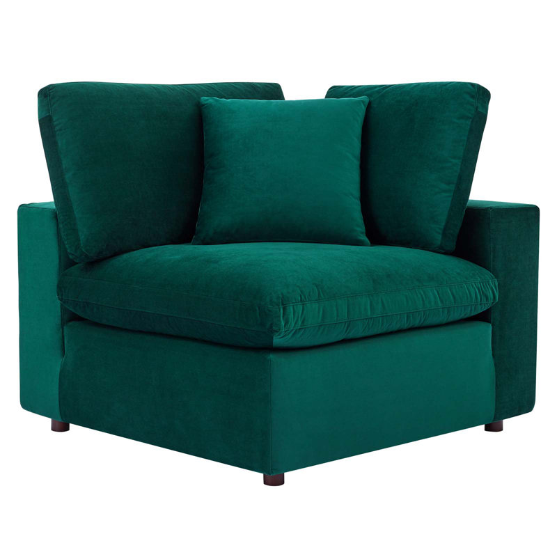 Canapé à accoudoirs carrés en velours 80 po Commix, Velours vert