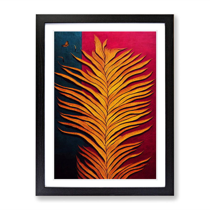 FRM-V0523-1001X Forest Leaf Indian Vol.1 - Single Picture Frame Print, 46cm H x 34cm W x 2cm D, Oak Framed