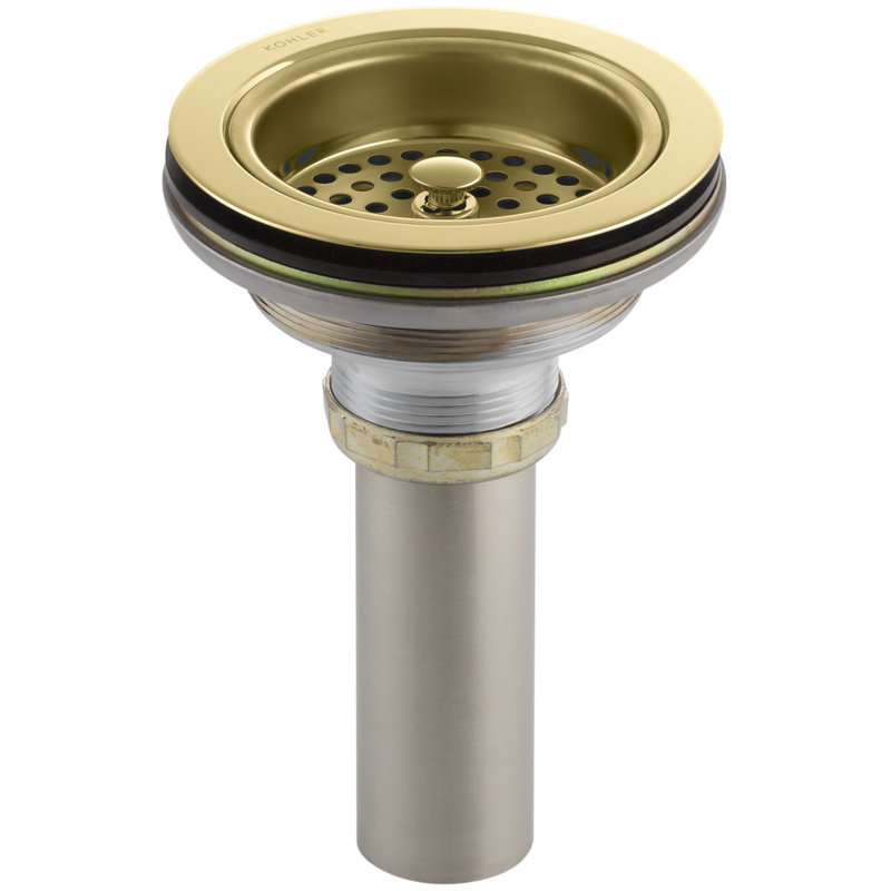 Duostrainer Sink drain and strainer with tailpiece, Vibrant Polished Brass