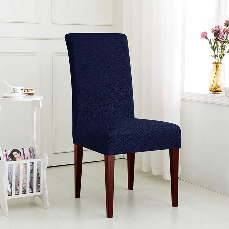Box Cushion Dining Chair Slipcover, Dark Blue