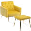Fauteuil d'appoint en velours avec accoudoirs et dossier réglables, fauteuil capitonné à boutons, fauteuil inclinable simple avec repose-pieds-2038895629