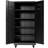 Heavy Duty Metal Storage Cabinet with Doors and Wheels, 71" Tall Garage Cabinet with 4 Adjustable Shelves, Lockable Tool Cabinet with Pegboard & 8 Hooks, Black Steel Storage Cabinet for Garage