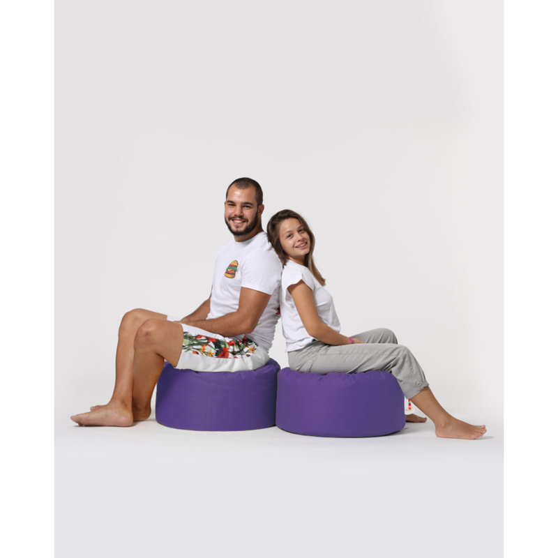 Waterproof Garden Pouffe, 21.7 in Diameter x 11.8 in Height, 100% Original Bead Styrofoam, 100% Polyester Fabric, Solid Purple Color | Modern Novelty Design with Hidden Zipper | Perfect for Outdoor Entertainment & Relaxation