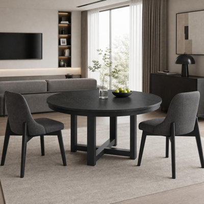 60" Round Dining Table Black Kitchen Tables With 2 Dining Chairs