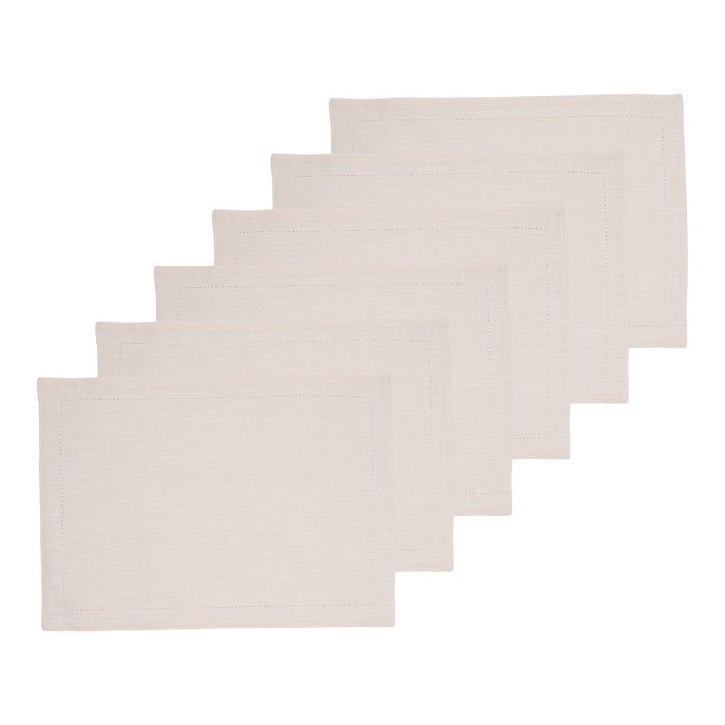Ensemble de 6 napperons Hemstitch, Naturel / naturel