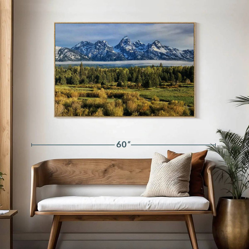 Grand Teton Sierras, Cadre flottant en bois naturel, 46 po x 31 po