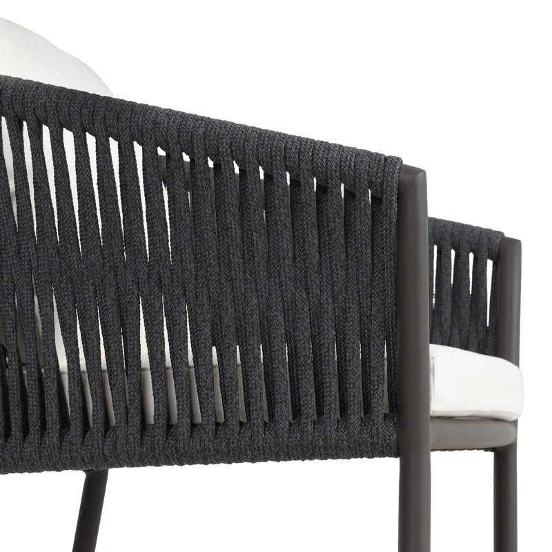 Porto Patio Bar Stool, 26.38", Arashi Salt, Black