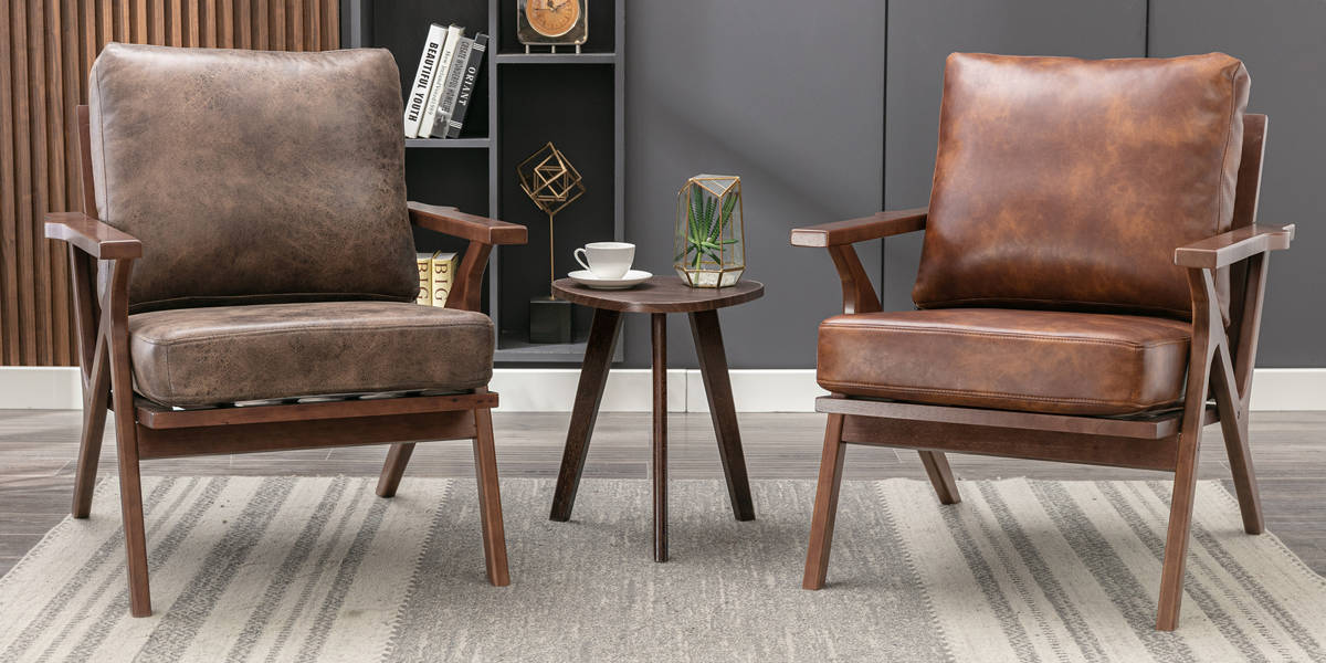 Salma 29.5" Wide Solid Wood Frame Upholstered Mid Century Modern Retro Accent Chair