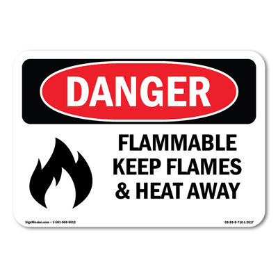 Flammable Keep Flames And Heat Away Decal 7" X 5"