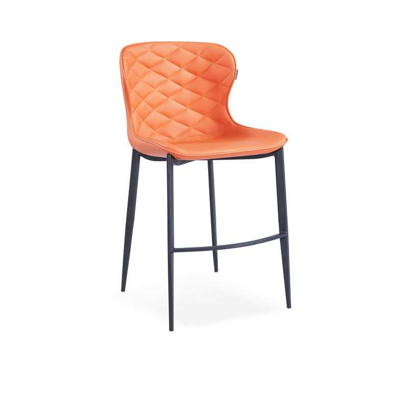 Tabouret de bar et de comptoir Albert, Orange, Noir, Tabouret de comptoir (siège d'une hauteur de 24 p