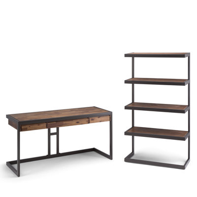 Solid Wood Top Metal Base Writing Desk