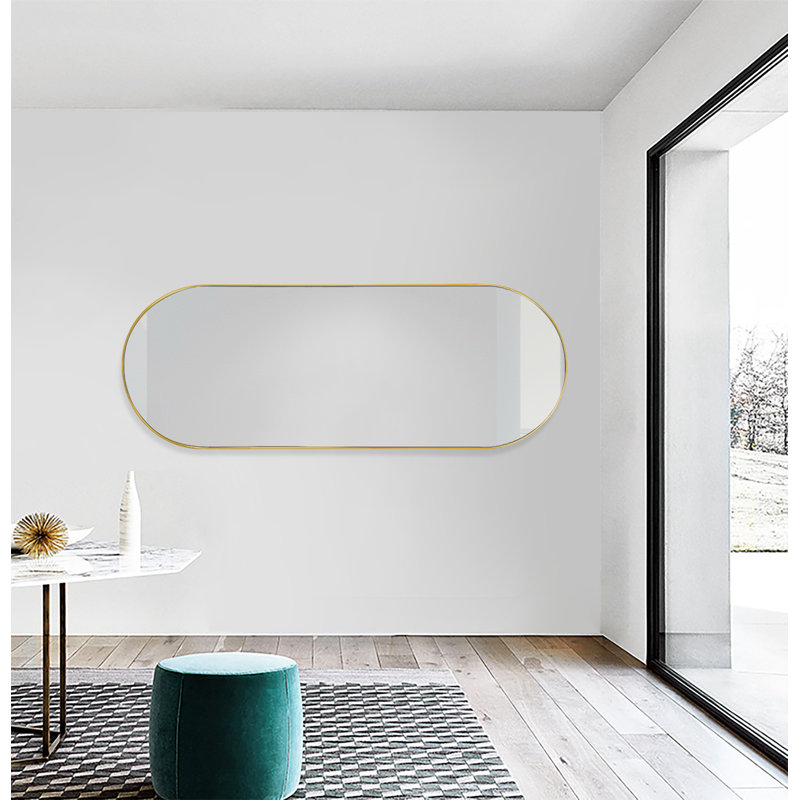 Chaya Metal Oval Wall Mirror, 152cm H x 56cm W, Satin Brass