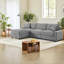 Canapé modulaire durable en forme de L en polyester durable avec espace de rangement et salon