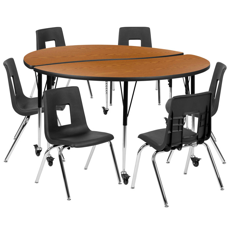 Ensemble de table d'activités flexibles en stratifié 47,5 po Goddard, L 60 po x P 60 po x H 22 à 30 po, Chêne