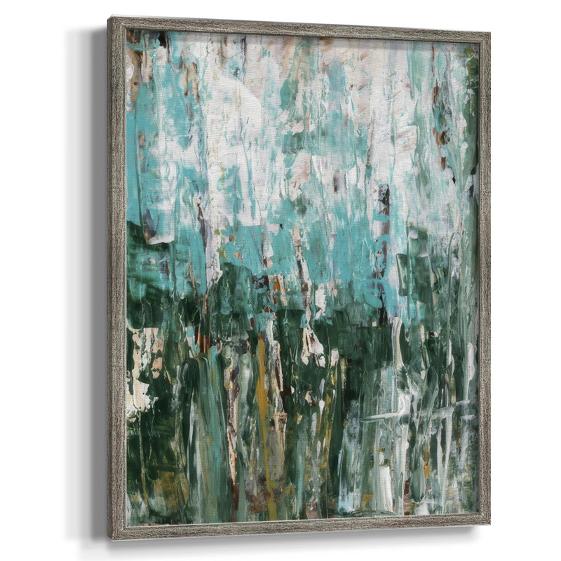 «Abstract Turquoise Forest II», reproduction encadrée - bois massif, H 11 po x l 9 po
