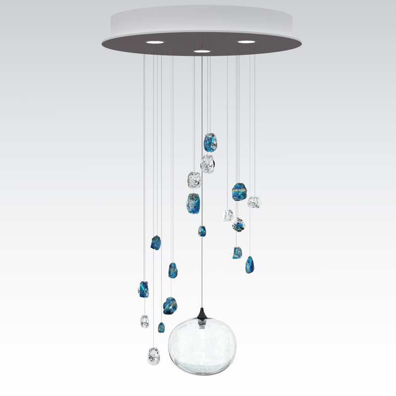 Luminaire suspendu grappe 4 lumières Capri, Bleu Amalfi, Blanc