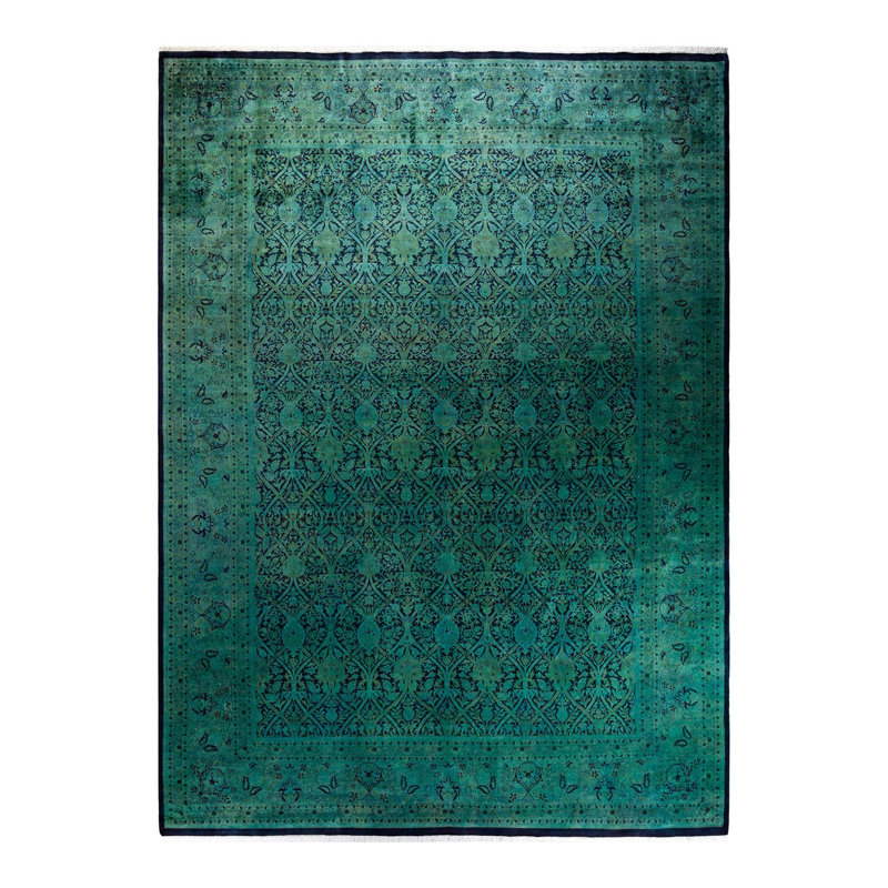 Tapis unique noué à la main Osbaldo - vert