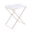 Table-plateau transparente et cuivrée avec plateau amovible