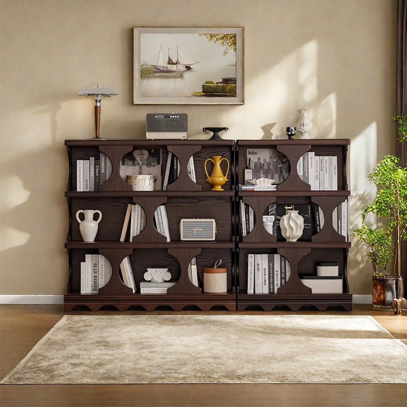 Retro style home bookcase, 47.24"H x 78.74"W x 12.4"D