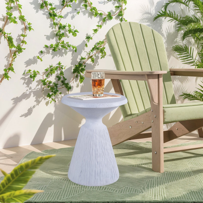 Table de bout d'extérieur en ciment moderne, tabouret d'appoint de jardin durable pour le patio, table d'appoint ronde grise turquoise pour une utilisation intérieure / extérieure